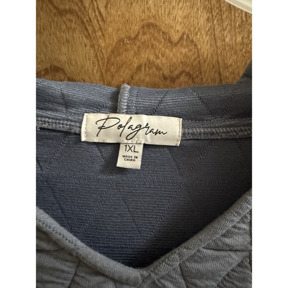 Polygram Boutique Quilted Hoodie Charcoal Gray 1XL Casual Plus Sporty Athleisure - Picture 2 of 9